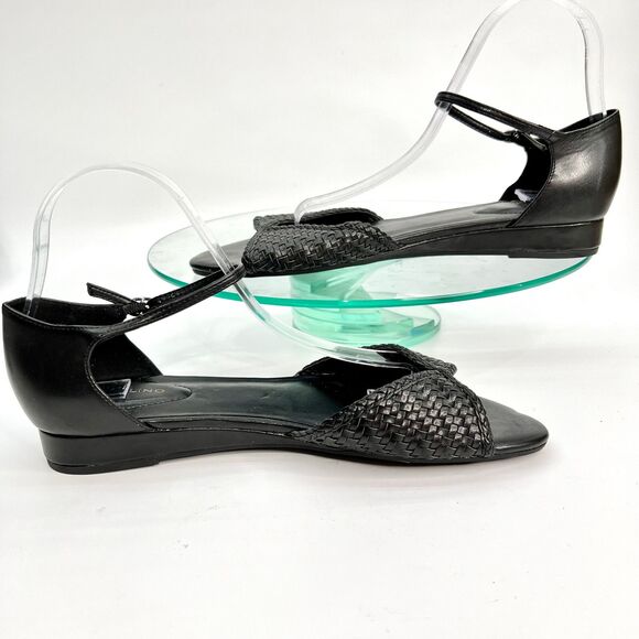 Bandolino Kendric 3 Flat Sandals Black Woven Ankle Strap Open Toe - Picture 7 of 10